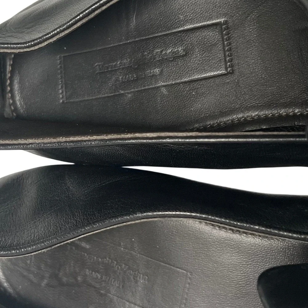 Ermenegildo Zegna L'Asola Black Leather Penny Loafers Secondskin Mens 10.5